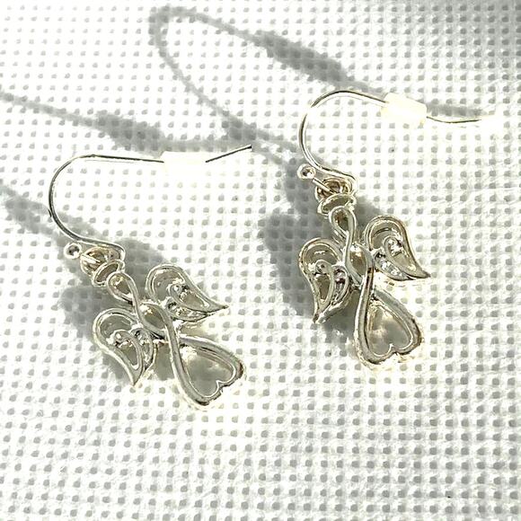 Christmas Guardian Angel bright silver-tone fish hook earrings - Picture 4 of 9